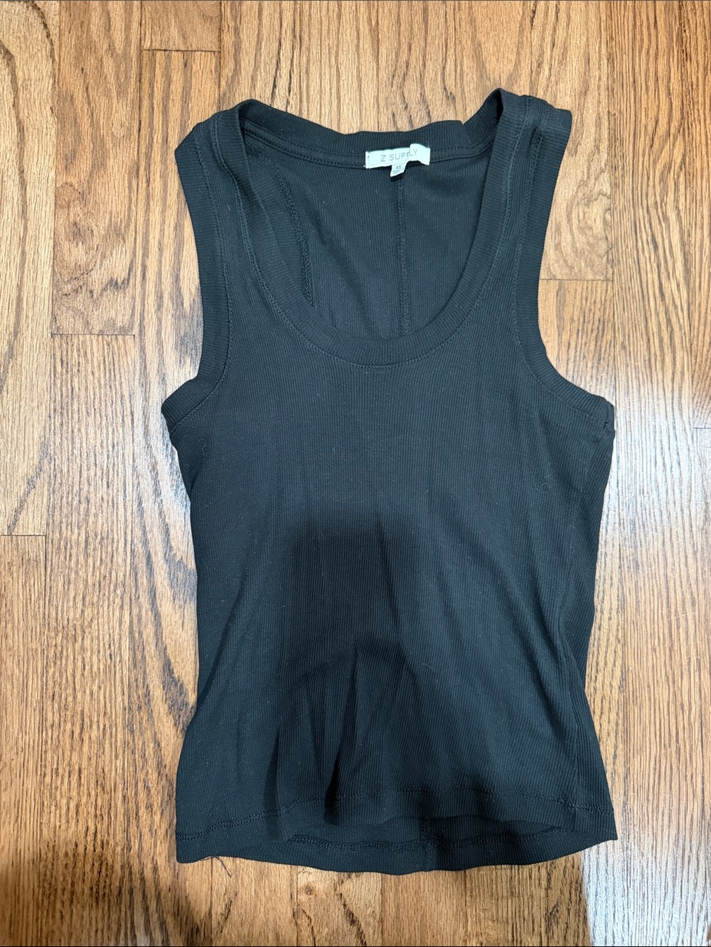 Z Supply Black Ribbed Scoop Tank Size XS